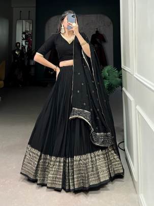 Black Casual Lehenga Choli with Dupatta