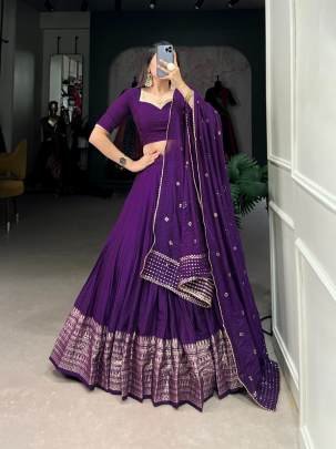 Purple Casual Lehenga Choli with Dupatta