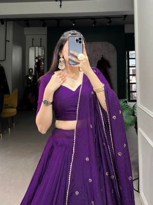 Purple Casual Lehenga Choli with Dupatta
