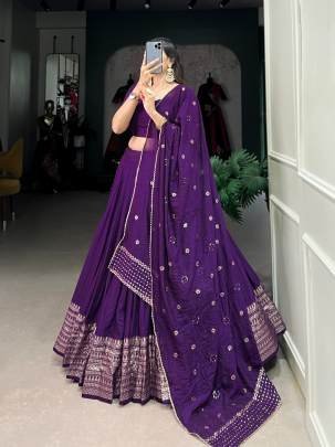 Purple Casual Lehenga Choli with Dupatta