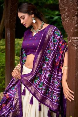 Purple with White Patola Lehenga Choli with Dupatta